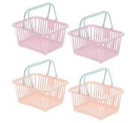 PATIKIL 4PCS Mini Shopping Basket, Small Plastic Basket Mini Storage Basket Grocery Tiny with Handles Organizer Filtered Water for Organizing Toys Eggs Fruits Snacks, Purple/Pink