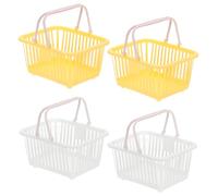PATIKIL 4PCS Mini Shopping Basket, Small Plastic Basket Mini Storage Basket Grocery Tiny with Handles Organizer Filtered Water for Organizing Toys Eggs Fruits Snacks, White/Yellow