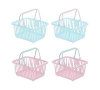 PATIKIL 4PCS Mini Shopping Basket, Small Plastic Basket Mini Storage Basket Grocery Tiny with Handles Organizer Filtered Water for Organizing Toys Eggs Fruits Snacks,Blue Green
