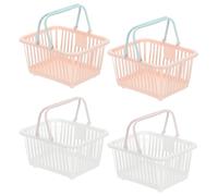 PATIKIL 4PCS Mini Shopping Basket, Small Plastic Basket Mini Storage Basket Grocery Tiny with Handles Organizer Filtered Water for Organizing Toys Eggs Fruits Snacks, White/Pink
