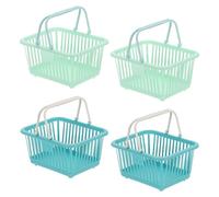PATIKIL 4Pcs Mini Shopping Basket, Small Plastic Basket Mini Storage Basket Grocery Tiny with Handles Organizer Filtered Water for Organizing Toys Eggs Fruits Snacks,Green/Light Green