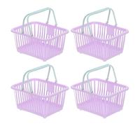 PATIKIL 4PCS Mini Shopping Basket, Small Plastic Basket Mini Storage Basket Grocery Tiny with Handles Organizer Filtered Water for Organizing Toys Eggs Fruits Snacks,Purple