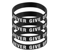 PATIKIL 4Pcs NEVER GIVE UP Motivational Wristbands, Personalized Bands with Text Silicone Wristbands Custom Rubber Bracelets for for Fitness Workouts Exercise Basketball, Black