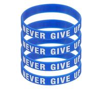 PATIKIL 4Pcs NEVER GIVE UP Motivational Wristbands, Personalized Bands with Text Silicone Wristbands Custom Rubber Bracelets for for Fitness Workouts Exercise Basketball, Blue