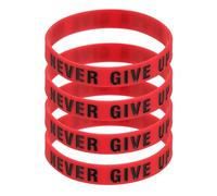 PATIKIL 4Pcs NEVER GIVE UP Motivational Wristbands, Personalized Bands with Text Silicone Wristbands Custom Rubber Bracelets for for Fitness Workouts Exercise Basketball, Red