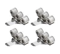 PATIKIL 4Pcs Pen Holder Clips, Metal Pen Clip Holder Adjustable Loop Pen Pencil Organizer with Triple Spring Loop for Notebook, Clipboard, Silver Tone