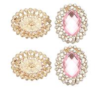 PATIKIL 4Pcs Rhinestone Buttons, Large Gemstone Sew on Rhinestone Buttons for Clothing Metal Base Crystal Embellishments for Women DIY Crafting Sewing Wedding, Pink