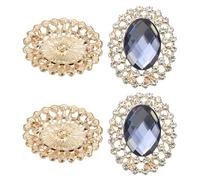 PATIKIL 4Pcs Rhinestone Buttons, Large Gemstone Sew on Rhinestone Buttons for Clothing Metal Base Crystal Embellishments for Women DIY Crafting Sewing Wedding, Black Blue