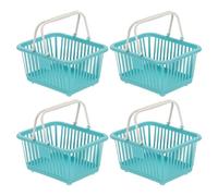 PATIKIL 4PCS Small Plastic Basket,Mini Storage Basket Grocery Tiny Shopping Baskets with Handles Organizer Filtered Water for Organizing Toys Eggs Fruits Veggies Snacks,Cyan