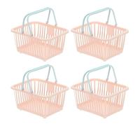 PATIKIL 4PCS Small Plastic Basket,Mini Storage Basket Grocery Tiny Shopping Baskets with Handles Organizer Filtered Water for Organizing Toys Eggs Fruits Veggies Snacks,Pink