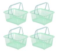 PATIKIL 4PCS Small Plastic Basket,Mini Storage Basket Grocery Tiny Shopping Baskets with Handles Organizer Filtered Water for Organizing Toys Eggs Fruits Veggies Snacks,Green