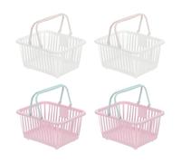 PATIKIL 4PCS Small Plastic Basket,Mini Storage Basket Grocery Tiny Shopping Baskets with Handles Organizer Filtered Water for Organizing Toys Eggs Fruits Veggies Snacks,White Purple