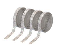 PATIKIL 4Roll Rhinestone Ribbon, 0.35" Self Adhesive Crystal Rhinestone Strips, 4 Yard Resin Bling Diamond Sticker for DIY Crafts, AB Color