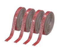 PATIKIL 4Roll Rhinestone Ribbon, 0.35" Self Adhesive Crystal Rhinestone Strips, 4 Yard Resin Bling Diamond Sticker for DIY Crafts, Red