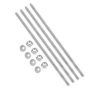 PATIKIL 4Set M8 x 1.25mm Fully Threaded Rods 10 Inch/250mm, 304 Stainless Steel All Threaded Rod Metric Right Hand Threads with 8Pcs Flange Hexagon Nut for Clamps Hangers U-Bolt