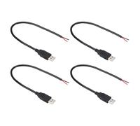 PATIKIL 4x 1ft USB A Male Plug Bare Wire Cable, 18AWG 5V 5A-7A, Black, PVC, Copper, DIY Equipment Repair