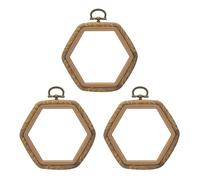 PATIKIL 4x3.7inch Embroidery Hoops, 3Pieces Imitated Wood Hexagon Frame Cross Stitch Hoop Ring for Embroidery Art Craft Sewing Ornaments Hanging Decoration
