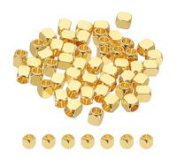 PATIKIL 4x3mm Filled Spacer Beads, 50Pcs Metal Smooth Faceted Tube Tiny Loose Beads for Bracelet Jewelry Making Necklace DIY, 18K Gold