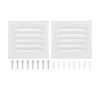 PATIKIL 4x4" Attic Vent Soffit Vent, 2 Pcs Aluminum Alloy Rectangular Floor HVAC Air Vent Covers Metal Return Grille Louver with Screen Mesh and Screw for Wall Ceiling Attic Doors Home