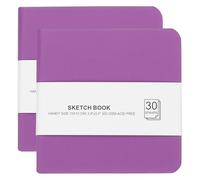 PATIKIL 4x4" Watercolor Paper Sketchbook, 2Pcs 30 Sheet 300GSM/203lb Acid Free Watercolor Journal Hardcover Artists Paper Pads for Painting, Light Purple