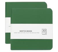 PATIKIL 4x4" Watercolor Paper Sketchbook, 2Pcs 30 Sheet 300GSM/203lb Acid Free Watercolor Journal Hardcover Artists Paper Pads for Painting, Dark Green