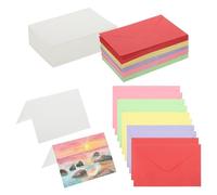 PATIKIL 4x6 Inch Pure Cotton Watercolor Cards, 100 Sets Postcards with Envelopes 92lb/250 GSM for Art Painting Creative Thank Notes, 5 Colors