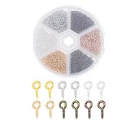 PATIKIL 4x8mm Screw Eye Pins Set, 600Pcs Metal Threaded Eye Pin Clasp Hooks Mini Hoop Peg for Jewelry Making Cork Top Bottles DIY Crafts, Multicolored