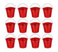 PATIKIL 5.1"x4.7" Small Metal Buckets with Handle, 12 Pcs Mini Galvanized Bucket Colorful Easter Buckets for Crafts Party Favors Decoration, Red