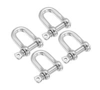 PATIKIL 5/16" / 8mm Screw Pin Shackle, 4Pcs M8 Stainless Steel D Ring Shaped Screw Shackles for Heavy Lifting Chains Outdoor Camping, Silver Tone