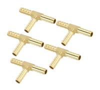 PATIKIL 5/16" Barb Tee Fitting, 5 Pcs 3 Way Union T-Shaped Brass Hose Barbed Fittings Intersection for Water Fuel Air Oil Gas