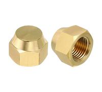 PATIKIL 5/16" Brass Flare Cap, 9/16-18UNF Female Thread 2Pcs SAE Flare Fitting 45 Degree Hex Pipe Fittings for Air Conditioner Refrigeration