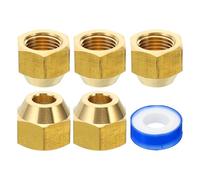 PATIKIL 5/16" Brass Flare Nut, 5pcs SAE 45 Degree Copper Flared Tube Fitting Brass Pipe Fitting for Air Conditioner Water Gas Line, Glossy
