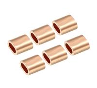 PATIKIL 5/32"/ 4mm Wire Rope Crimping Loop Sleeve, 6 Pack Copper Single Oval Hole Cable Crimps for Wire Rope Cable Ferrule, Golden