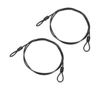 PATIKIL 5/32" Dia Vinyl Coated Stainless Steel Cable with Loops, 2 Pcs 4 ft (47") Flexible Wire Rope Security Chain Lanyard Lock for Outdoor Stage Lighting Luggage Lock, Black