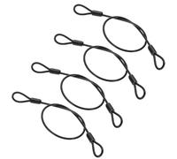 PATIKIL 5/32" Dia Vinyl Coated Stainless Steel Cable with Loops, 4 Pcs 2 ft (20") Flexible Wire Rope Security Chain Lanyard Lock for Outdoor Stage Lighting Luggage Lock, Black