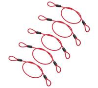 PATIKIL 5/32" Dia Vinyl Coated Stainless Steel Cable with Loops, 5 Pcs 2 ft (20") Flexible Wire Rope Security Chain Lanyard Lock for Outdoor Stage Lighting Luggage Lock, Red