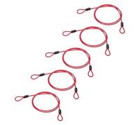 PATIKIL 5/32" Dia Vinyl Coated Stainless Steel Cable with Loops, 5 Pcs 3 ft (39") Flexible Wire Rope Security Chain Lanyard Lock for Outdoor Stage Lighting Luggage Lock, Red