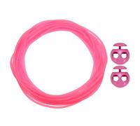 PATIKIL 5.5 Yards Hollow Pipe Rubber Cords with 2-Hole Plastic Cord Locks, Hollow Tubing Rubber Pipes Barber Cords for Knitting DIY Craft Needle Point Protectors, Light Fuchsia