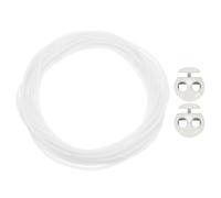 PATIKIL 5.5 Yards Hollow Pipe Rubber Cords with 2-Hole Plastic Cord Locks, Hollow Tubing Rubber Pipes Barber Cords for Knitting DIY Craft Needle Point Protectors, White
