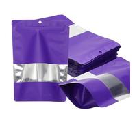 PATIKIL 5.51x7.87 in Stand Up Pouch Bags, 60 Pack Resealable Matte Metallic Aluminum Foil Bags Pouches with Clear Window and Zip for Food Storage Snack Packaging, Purple