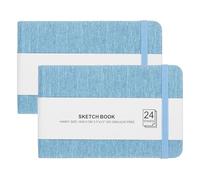 PATIKIL 5.5x3.5" Watercolor Sketchbook, 2Pcs 24 Sheet 300GSM/203lb Watercolor Paper Sketchbooks Acid Free Watercolor Journal Hardcover Artists Paper Pads for Painting, Blue