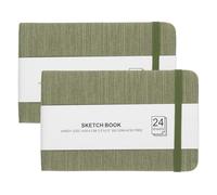 PATIKIL 5.5x3.5" Watercolor Sketchbook, 2Pcs 24 Sheet 300GSM/203lb Watercolor Paper Sketchbooks Acid Free Watercolor Journal Hardcover Artists Paper Pads for Painting, Dark Green