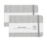 PATIKIL 5.5x3.5" Watercolor Sketchbook, 2Pcs 24 Sheet 300GSM/203lb Watercolor Paper Sketchbooks Acid Free Watercolor Journal Hardcover Artists Paper Pads for Painting, Light Gray