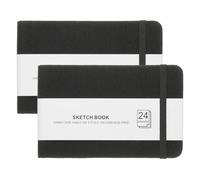 PATIKIL 5.5x3.5" Watercolor Sketchbook, 2Pcs 24 Sheet 300GSM/203lb Watercolor Paper Sketchbooks Acid Free Watercolor Journal Hardcover Artists Paper Pads for Painting, Black