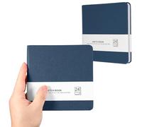 PATIKIL 5.5x5.5 Small Sketchbook, 2 Pack Mini Sketchbook Watercolor Paper Pad 300GSM Thick Paper 24 Sheet/48 Pages Square Tiny Sketch Pad Pocket for Drawing Travel Artist Adults,Dark Blue