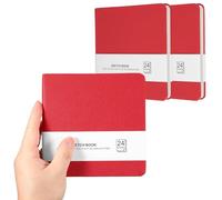 PATIKIL 5.5x5.5 Small Sketchbook, 3 Pack Mini Sketchbook Watercolor Paper Pad 300GSM Thick Paper 24 Sheets/48 Pages Square Tiny Sketch Pad Pocket for Drawing Travel Artist Adults, Red