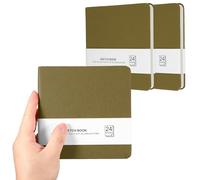 PATIKIL 5.5x5.5 Small Sketchbook, 3 Pack Mini Sketchbook Watercolor Paper Pad 300GSM Thick Paper 24 Sheets/48 Pages Square Tiny Sketch Pad Pocket for Drawing Travel Artist Adults, Brown