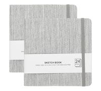 PATIKIL 5.5x5.5" Watercolor Sketchbook, 2Pcs 24 Sheet 300GSM/203lb Watercolor Paper Sketchbooks Acid Free Watercolor Journal Hardcover Artists Paper Pads for Painting, Light Gray