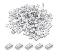 PATIKIL 5/64"/ 2mm Aluminum Crimping Loop Sleeves, 200Pcs Cable Crimp Ferrules Wire Rope Sleeves Loops for Rigging Railing, Silver Tone