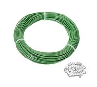 PATIKIL 5/64" Wire Rope, 49 ft 304 Stainless Steel Wire Cable Green Vinyl Coated with 24pcs Crimping Sleeves for Hanging Lights Clotheslines Trellis, Green